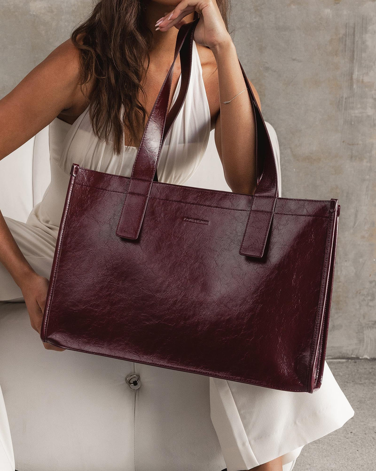 Louenhide Riley Tote Bag Burgundy Patent Work Bag Ebony Boutique louenhide-riley-tote-bag-burgundy-patent-work-bag-ebony-boutique