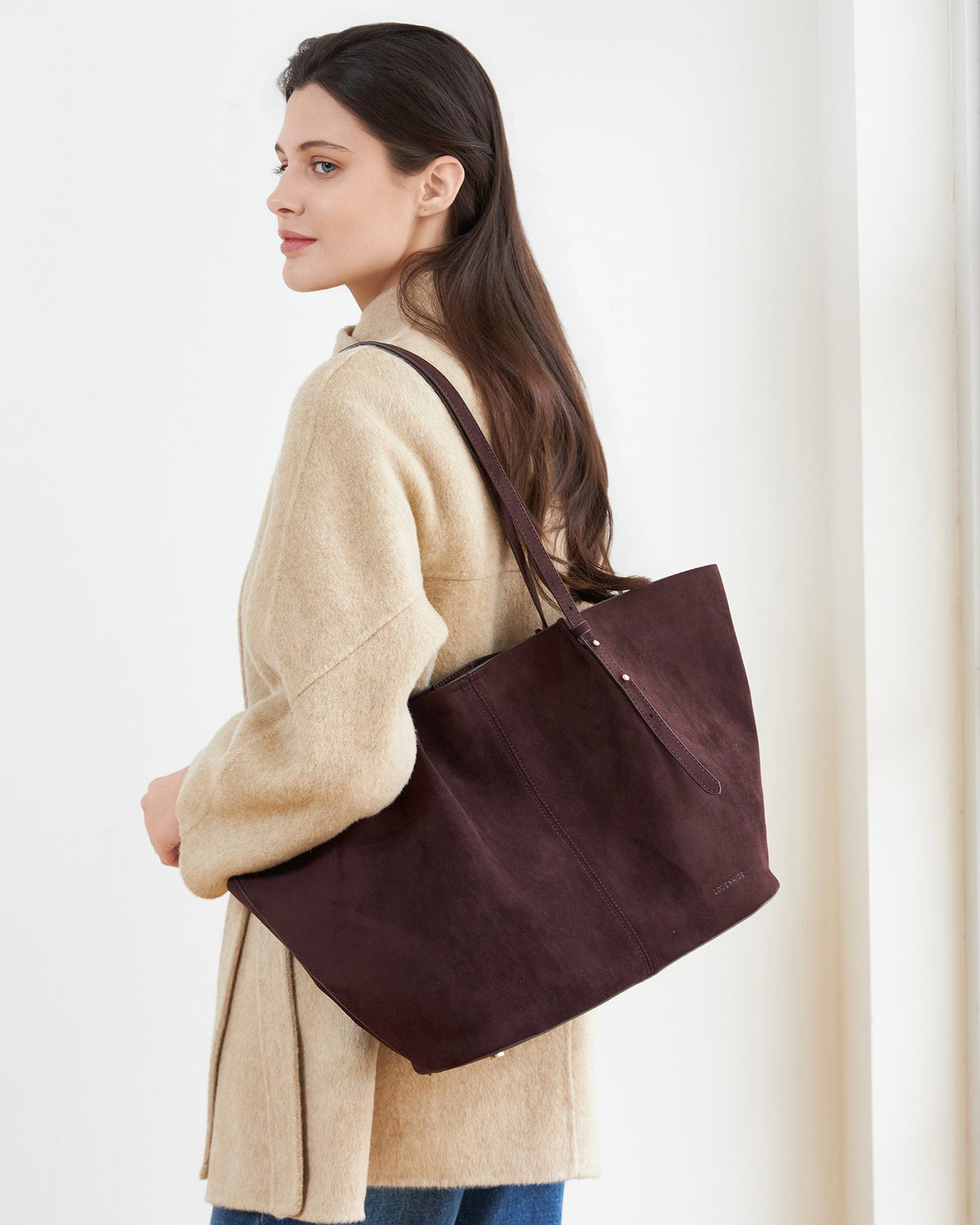 SAWYER TOTE BAG SUEDETTE CHOCOLATE_by_LOUENHIDE_women's_in_New Zealand_ SAWYER TOTE BAG SUEDETTE CHOCOLATE _