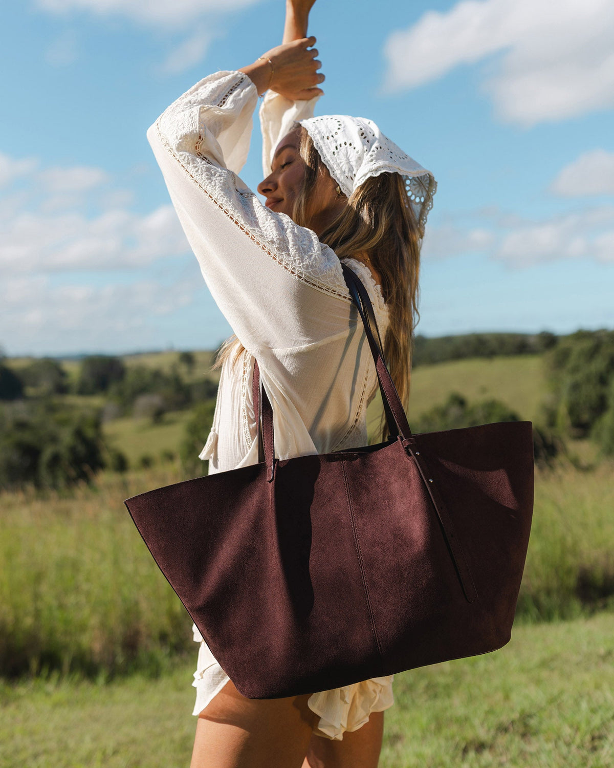 SAWYER TOTE BAG SUEDETTE CHOCOLATE_by_LOUENHIDE_women's_in_New Zealand_ SAWYER TOTE BAG SUEDETTE CHOCOLATE _