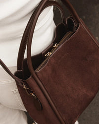 STEFFIE MINI TOTE BAG SUEDETTE CHOCOLATE_by_LOUENHIDE_women's_in_New Zealand_ STEFFIE MINI TOTE BAG SUEDETTE CHOCOLATE _