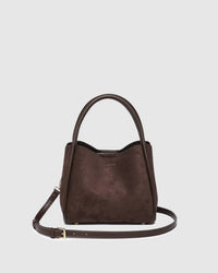STEFFIE MINI TOTE BAG SUEDETTE CHOCOLATE_by_LOUENHIDE_women's_in_New Zealand_ STEFFIE MINI TOTE BAG SUEDETTE CHOCOLATE _