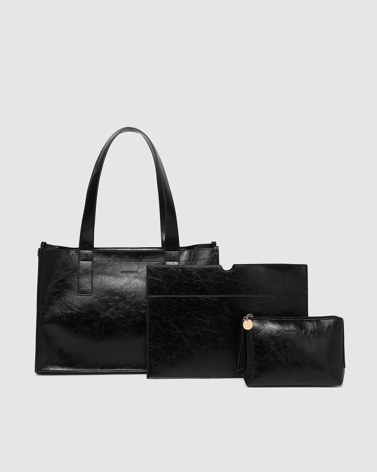 LOUENHIDE_THE ESSENTIAL WORK BAG BUNDLE BLACK PATENT _ THE ESSENTIAL WORK BAG BUNDLE BLACK PATENT _ Ebony Boutique NZ