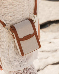 LOUENHIDE_YOKO CANVAS PHONE BAG TAN _ YOKO CANVAS PHONE BAG TAN _ Ebony Boutique NZ