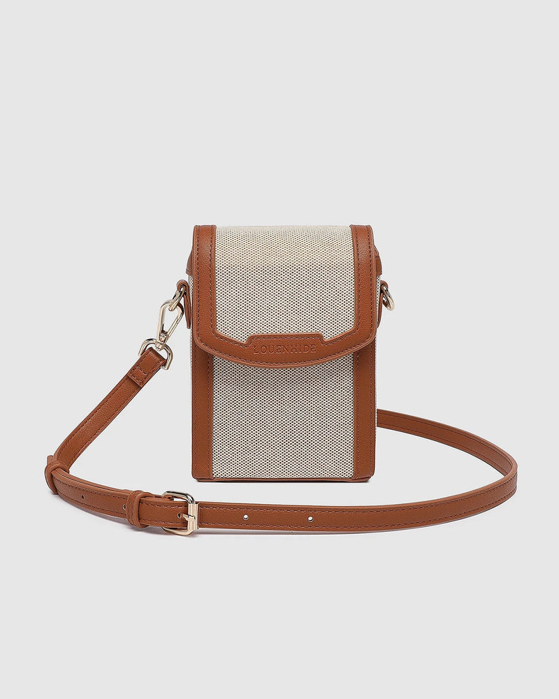 LOUENHIDE_YOKO CANVAS PHONE BAG TAN _ YOKO CANVAS PHONE BAG TAN _ Ebony Boutique NZ