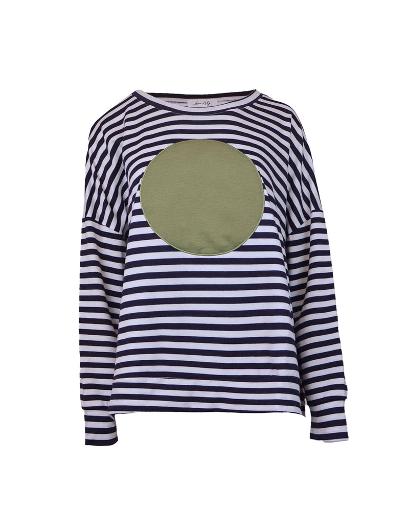 LOVE LILY_AVA COTTON STRIPE CIRCLE SWEAT _ AVA COTTON STRIPE CIRCLE SWEAT _ Ebony Boutique NZ