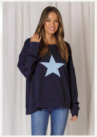 LOVE LILY_BONNIE CONTRAST STAR COTTON SWEAT _ BONNIE CONTRAST STAR COTTON SWEAT _ Ebony Boutique NZ