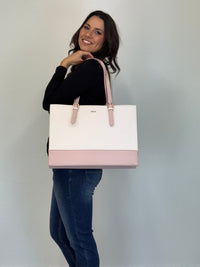 LOVEVOOK_ANNABELLE LAPTOP BAG TWO TONE VANILLA/PINK _ ANNABELLE LAPTOP BAG TWO TONE VANILLA/PINK _ Ebony Boutique NZ