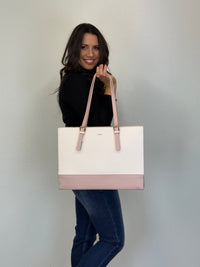 LOVEVOOK_ANNABELLE LAPTOP BAG TWO TONE VANILLA/PINK _ ANNABELLE LAPTOP BAG TWO TONE VANILLA/PINK _ Ebony Boutique NZ