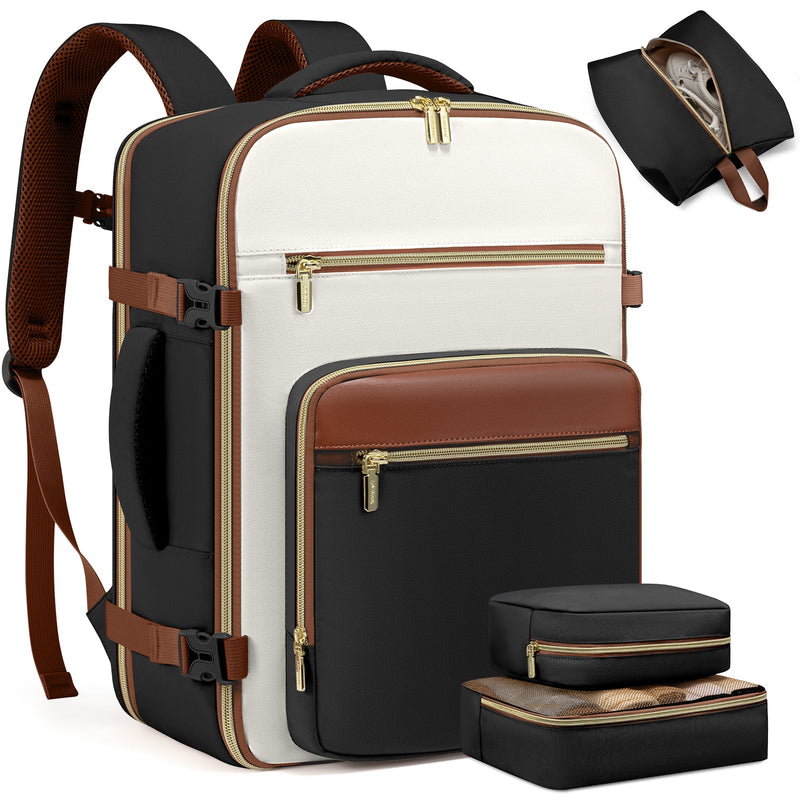 LOVEVOOK_ASPEN TRAVEL BAG LINEN/BLACK/TAN _ ASPEN TRAVEL BAG LINEN/BLACK/TAN _ Ebony Boutique NZ