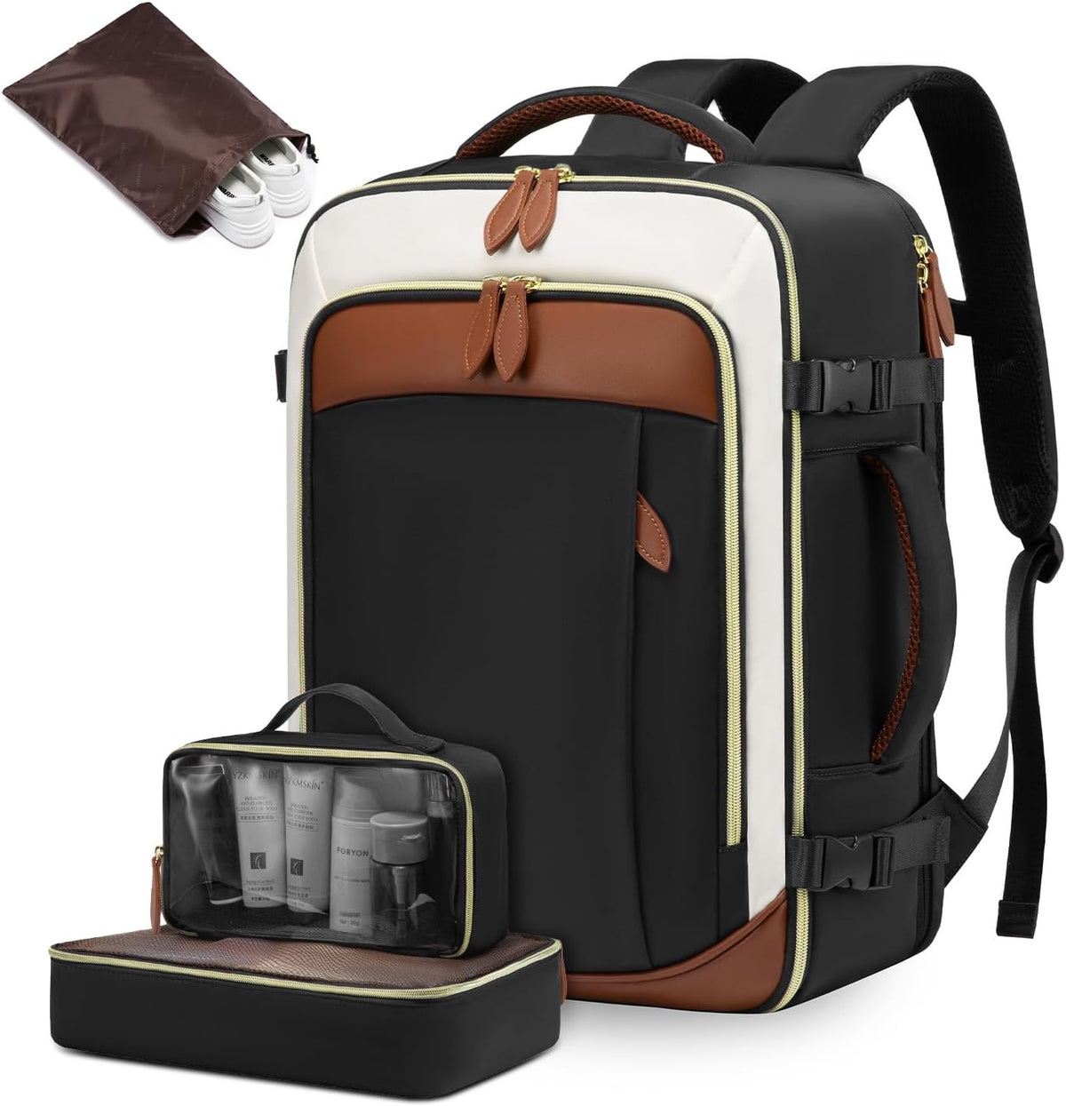 LOVEVOOK_DAKOTA TRAVEL BAG LINEN/BLACK/TAN _ DAKOTA TRAVEL BAG LINEN/BLACK/TAN _ Ebony Boutique NZ