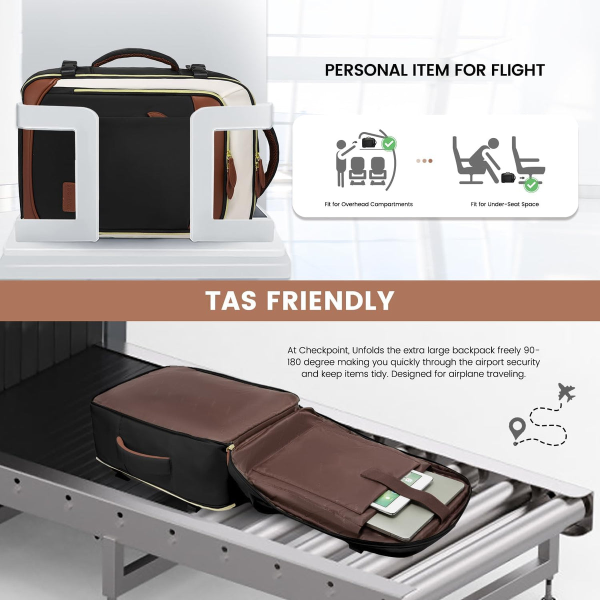 LOVEVOOK_DAKOTA TRAVEL BAG LINEN/BLACK/TAN _ DAKOTA TRAVEL BAG LINEN/BLACK/TAN _ Ebony Boutique NZ