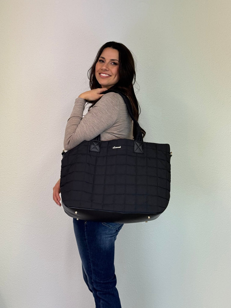 LOVEVOOK_EDEN 15.6 INCH QUILTED LAPTOP BAG BLACK _ EDEN 15.6 INCH QUILTED LAPTOP BAG BLACK _ Ebony Boutique NZ