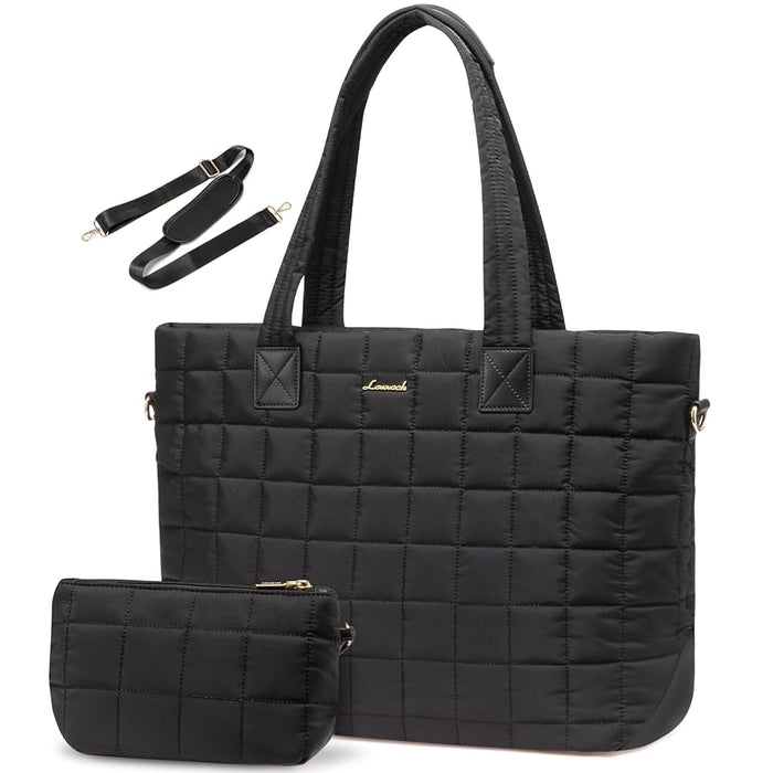 LOVEVOOK_EDEN 17 INCH QUILTED LAPTOP BAG BLACK _ EDEN 17 INCH QUILTED LAPTOP BAG BLACK _ Ebony Boutique NZ