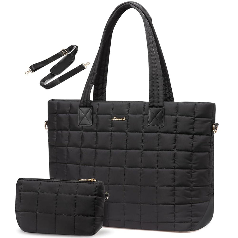 LOVEVOOK_EDEN 17 INCH QUILTED LAPTOP BAG BLACK _ EDEN 17 INCH QUILTED LAPTOP BAG BLACK _ Ebony Boutique NZ