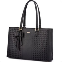 LOVEVOOK_EMBROIDERED DETAIL LAPTOP BAG BLACK _ EMBROIDERED DETAIL LAPTOP BAG BLACK _ Ebony Boutique NZ