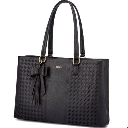 LOVEVOOK_EMBROIDERED DETAIL LAPTOP BAG BLACK _ EMBROIDERED DETAIL LAPTOP BAG BLACK _ Ebony Boutique NZ