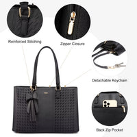 LOVEVOOK_EMBROIDERED DETAIL LAPTOP BAG BLACK _ EMBROIDERED DETAIL LAPTOP BAG BLACK _ Ebony Boutique NZ