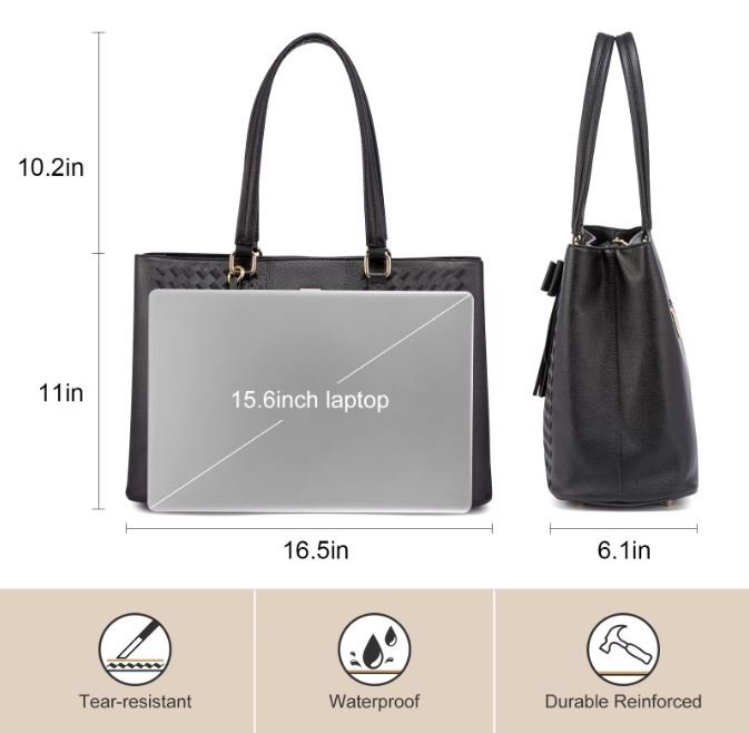 LOVEVOOK_EMBROIDERED DETAIL LAPTOP BAG BLACK _ EMBROIDERED DETAIL LAPTOP BAG BLACK _ Ebony Boutique NZ