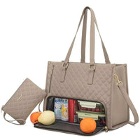 LOVEVOOK_MADDIE LAPTOP COOLER BAG QUILTED LATTE _ MADDIE LAPTOP COOLER BAG QUILTED LATTE _ Ebony Boutique NZ