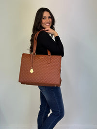 LOVEVOOK_MADDIE LAPTOP COOLER BAG QUILTED TAN _ MADDIE LAPTOP COOLER BAG QUILTED TAN _ Ebony Boutique NZ