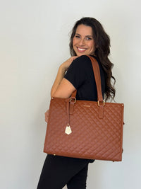 LOVEVOOK_MADDIE LAPTOP COOLER BAG QUILTED TAN _ MADDIE LAPTOP COOLER BAG QUILTED TAN _ Ebony Boutique NZ