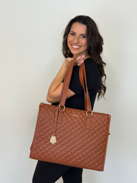 LOVEVOOK_MADDIE LAPTOP COOLER BAG QUILTED TAN _ MADDIE LAPTOP COOLER BAG QUILTED TAN _ Ebony Boutique NZ