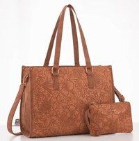LOVEVOOK_MADDIE LAPTOP COOLER BAG TAN FLORAL _ MADDIE LAPTOP COOLER BAG TAN FLORAL _ Ebony Boutique NZ