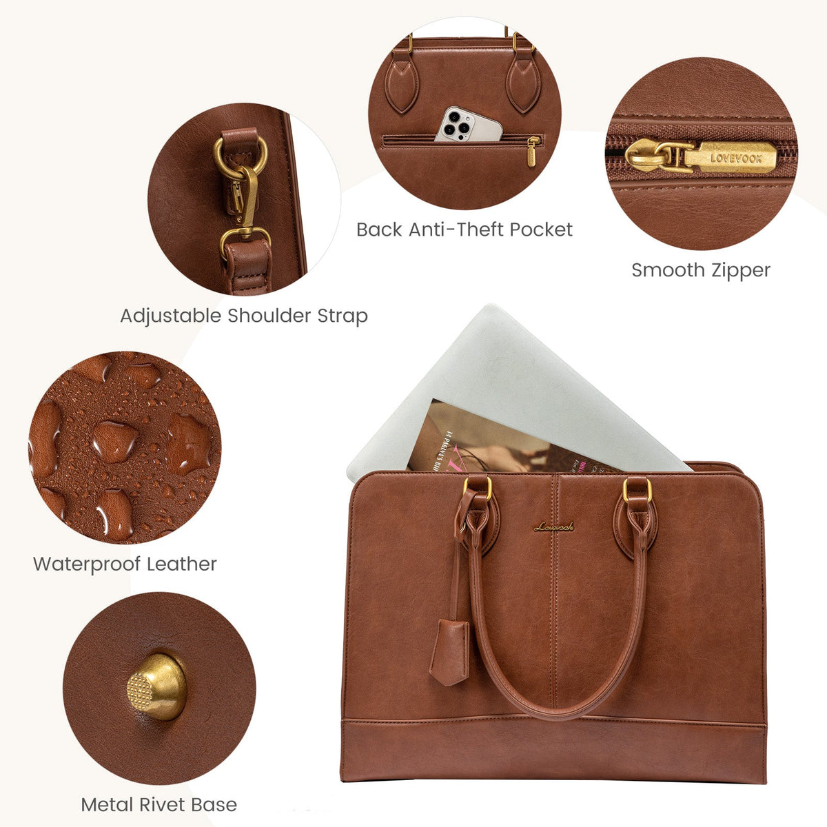 LOVEVOOK_METRO 15.6 INCH LAPTOP BAG TAN _ METRO 15.6 INCH LAPTOP BAG TAN _ Ebony Boutique NZ