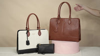 LOVEVOOK_METRO 17 INCH LAPTOP BAG TWO TONE LINEN/BLACK _ METRO 17 INCH LAPTOP BAG TWO TONE LINEN/BLACK _ Ebony Boutique NZ