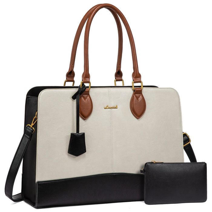 LOVEVOOK_METRO 17 INCH LAPTOP BAG TWO TONE LINEN/BLACK _ METRO 17 INCH LAPTOP BAG TWO TONE LINEN/BLACK _ Ebony Boutique NZ