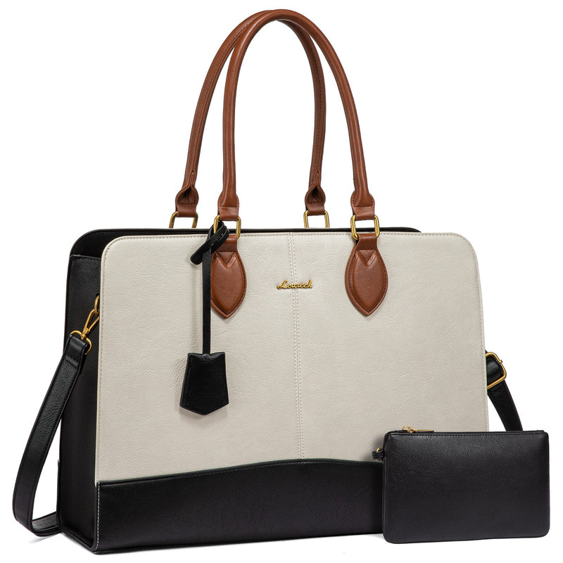LOVEVOOK_METRO 17 INCH LAPTOP BAG TWO TONE LINEN/BLACK _ METRO 17 INCH LAPTOP BAG TWO TONE LINEN/BLACK _ Ebony Boutique NZ