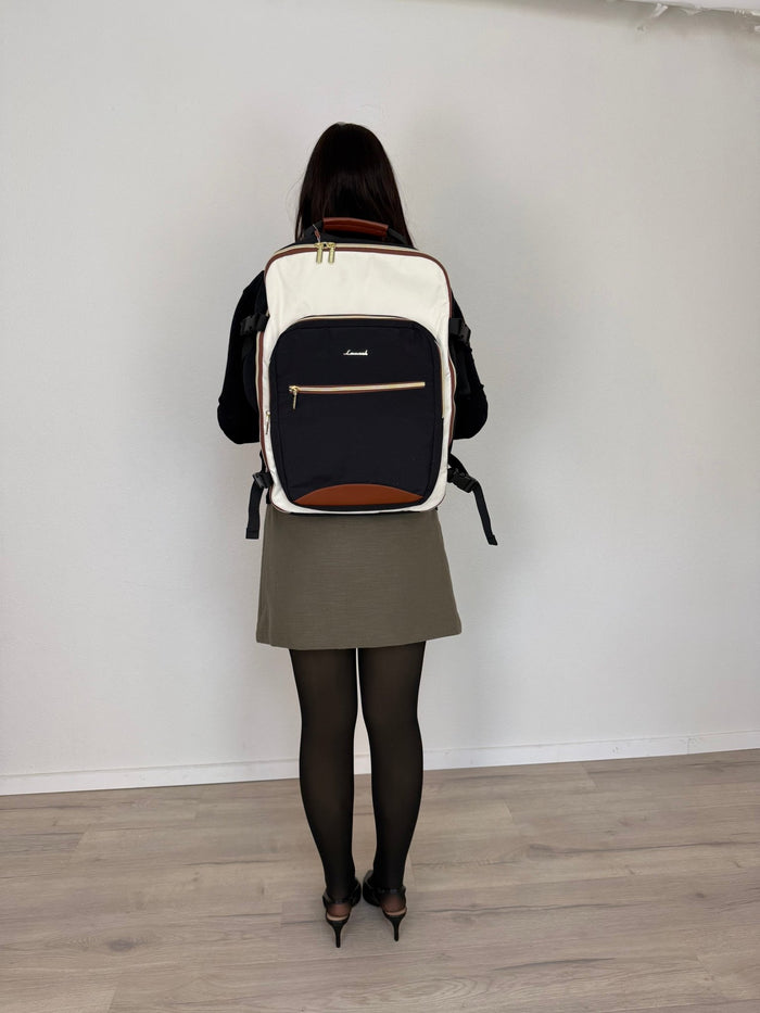 LOVEVOOK_MICAH TRAVEL BAG LINEN/BLACK/TAN _ MICAH TRAVEL BAG LINEN/BLACK/TAN _ Ebony Boutique NZ
