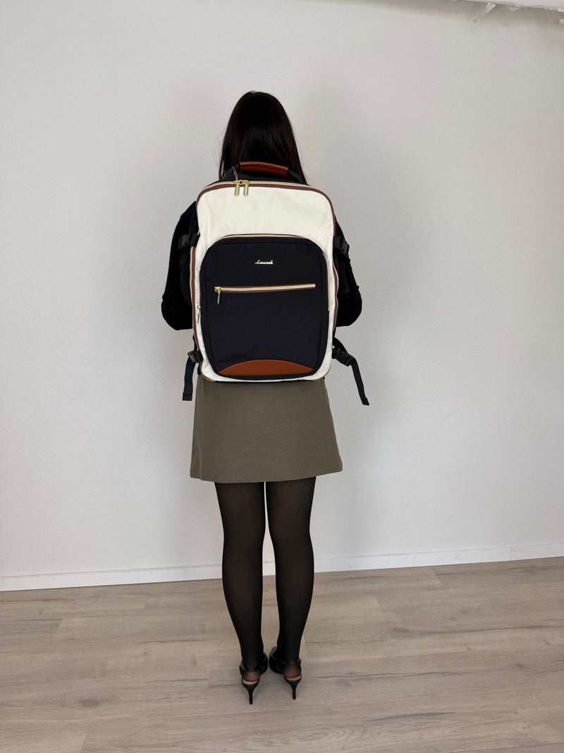 LOVEVOOK_MICAH TRAVEL BAG LINEN/BLACK/TAN _ MICAH TRAVEL BAG LINEN/BLACK/TAN _ Ebony Boutique NZ