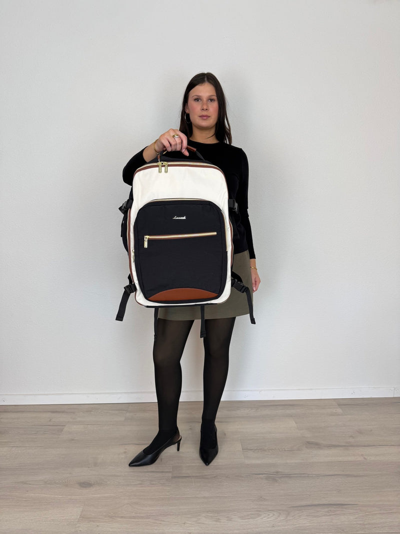 LOVEVOOK_MICAH TRAVEL BAG LINEN/BLACK/TAN _ MICAH TRAVEL BAG LINEN/BLACK/TAN _ Ebony Boutique NZ