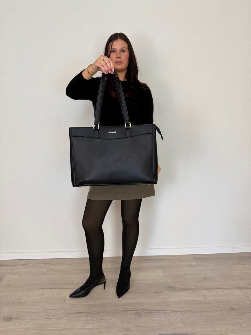 LOVEVOOK_PASADENA LAPTOP BAG BLACK _ PASADENA LAPTOP BAG BLACK _ Ebony Boutique NZ