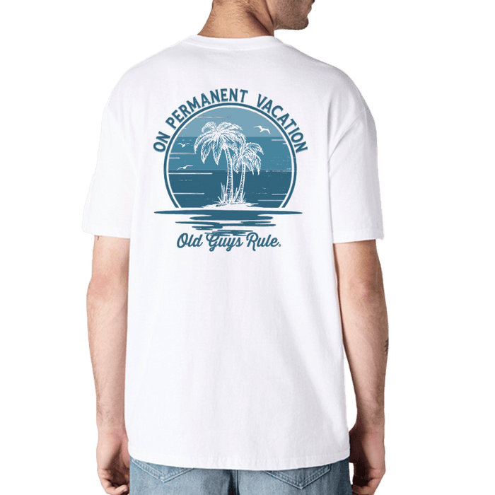 OLD GUYS RULE_ON PERMANENT VACATION WHITE _ ON PERMANENT VACATION WHITE _ Ebony Boutique NZ