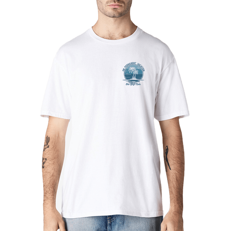 OLD GUYS RULE_ON PERMANENT VACATION WHITE _ ON PERMANENT VACATION WHITE _ Ebony Boutique NZ