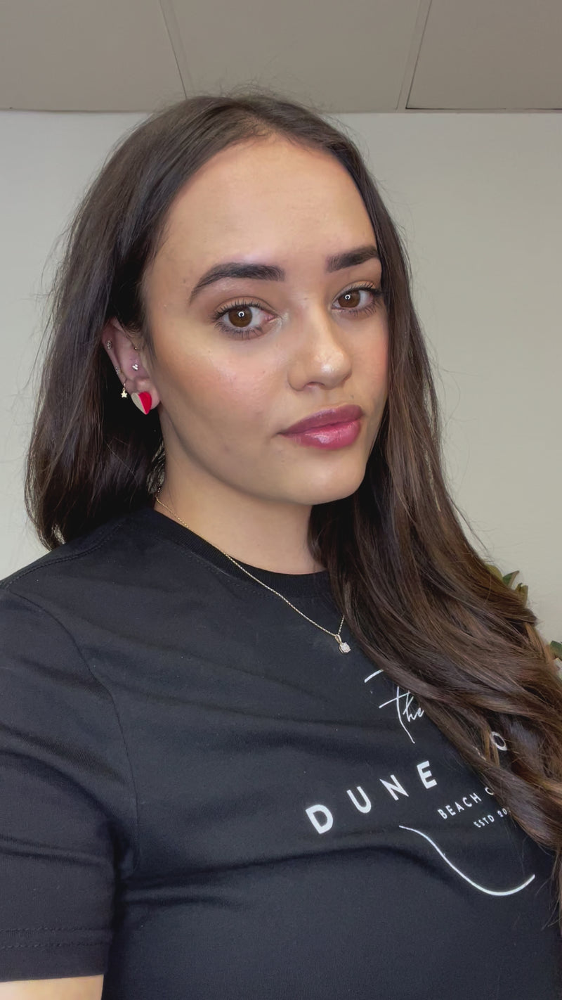 CRYSTAL STERLING SILVER FLOWER MINI HOOP EARRINGS