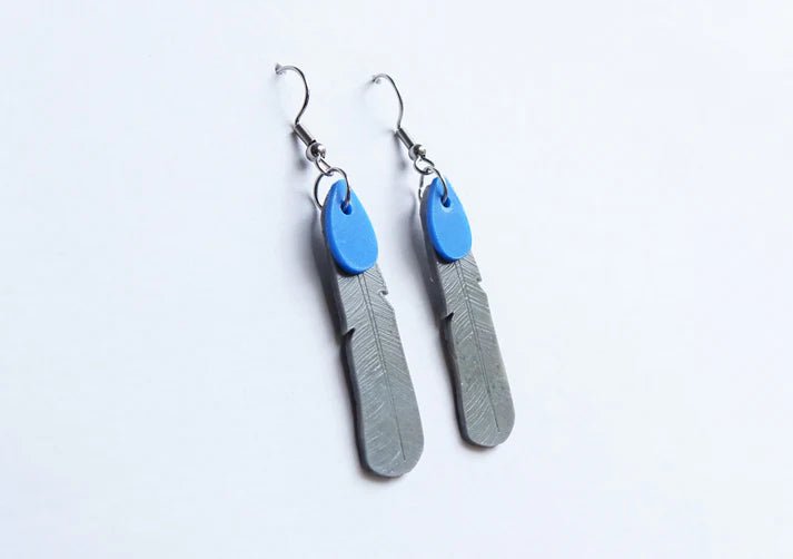 REMIX PLASTICS_KOKAKO FETAHER EARRINGS BLUE NI _ KOKAKO FETAHER EARRINGS BLUE NI _ Ebony Boutique NZ