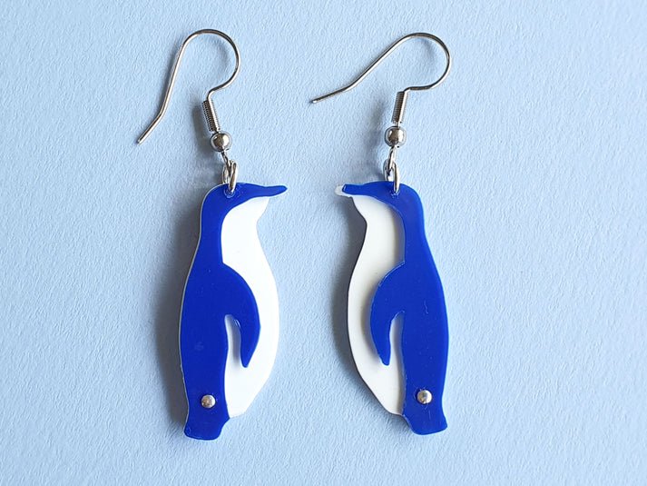 REMIX PLASTICS_LITTLE BLUE PENGUIN EARRINGS _ LITTLE BLUE PENGUIN EARRINGS _ Ebony Boutique NZ
