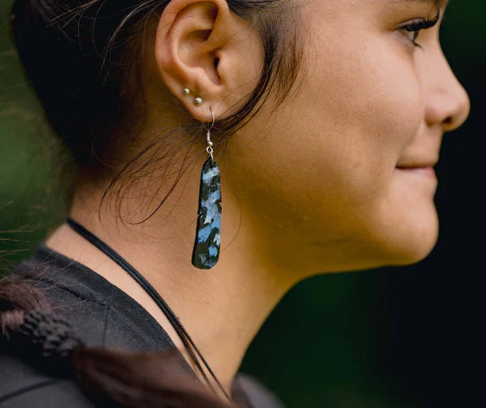 REMIX PLASTICS_TUI FEATHER EARRINGS _ TUI FEATHER EARRINGS _ Ebony Boutique NZ