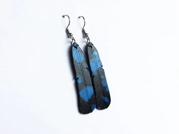 REMIX PLASTICS_TUI FEATHER EARRINGS _ TUI FEATHER EARRINGS _ Ebony Boutique NZ