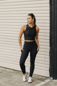 ROSE ROAD_RYKER LEGGINGS BLACK WITH BLACK ROSE _ RYKER LEGGINGS BLACK WITH BLACK ROSE _ Ebony Boutique NZ