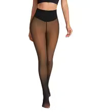 SCULPT FIT FLEECE LINED THERMAL TIGHTS SINGLE SEAM LATTE/BLACK