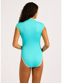 SEAFOLLY_CAP SLEEVE ZIP FRONT ONE PIECE BEACH BOUND ATOLL _ CAP SLEEVE ZIP FRONT ONE PIECE BEACH BOUND ATOLL _ Ebony Boutique NZ