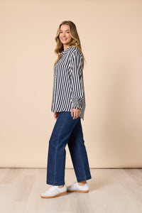 THREADZ_AMOUR STRIPE SHIRT NAVY/WHITE _ AMOUR STRIPE SHIRT NAVY/WHITE _ Ebony Boutique NZ