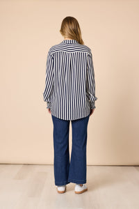 THREADZ_AMOUR STRIPE SHIRT NAVY/WHITE _ AMOUR STRIPE SHIRT NAVY/WHITE _ Ebony Boutique NZ
