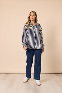 THREADZ_AMOUR STRIPE SHIRT NAVY/WHITE _ AMOUR STRIPE SHIRT NAVY/WHITE _ Ebony Boutique NZ