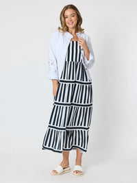 BIANCA STRIPE SUNDRESS BLACK/WHITE_by_THREADZ_women's_in_New Zealand_ ANGLE _