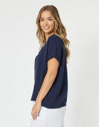 THREADZ_BYRON COTTON V NECK TOP _ BYRON COTTON V NECK TOP _ Ebony Boutique NZ